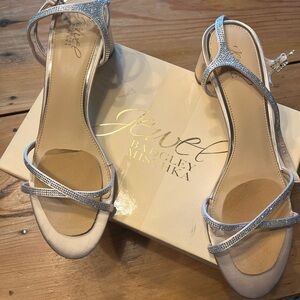 Jewel Badgley Mischka Metallic Strappy Heels